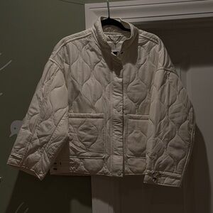 Lucky Brand Cream Quilted Bomber Jacket